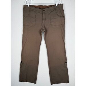 KAVU‎ Pants Womens XL Brown Roll Up Leg Drawstring Waist Flap Pockets Outdoor